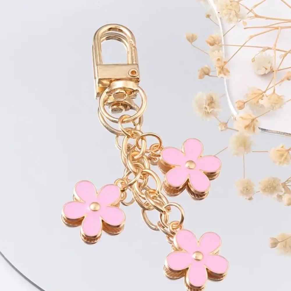 Pink Floral Keychain Accessory
